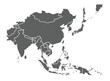 © K - Detailed grayscale asia map showcasing country borders.