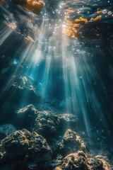 Wall Mural - sunlight shining through water ripples, calm and peaceful scene