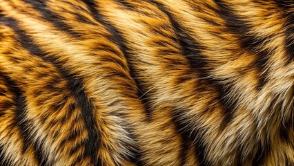 Close-up of wild cat fur with golden-brown coloring and black stripes, wild cat, fur, golden-brown, black stripes, close-up