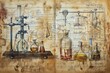 © Tanu - An artistic representation of a laboratory showcasing diverse chemicals arranged on tables and shelves, The evolution of medical science through history, AI generated