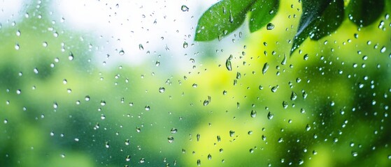 fresh and clean image of raindrops on a window 