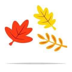 Canvas Print - Autumn leaves flat color vector isolated illustration