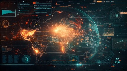 Global Network Data Visualization Futuristic Tech