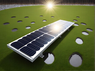 Solar panels on grasslands, clean energy, environmental protection, carbon neutrality