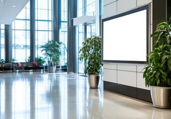 Wall Mural - A blank billboard poster at the airport, an empty advertising billboard at an aerodrome.