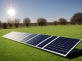 Solar panels on grasslands, clean energy, environmental protection, carbon neutrality