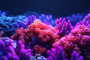 A close-up view of a coral colony with multiple coral polyps