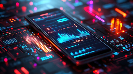 Gradient mobile isometric technology background