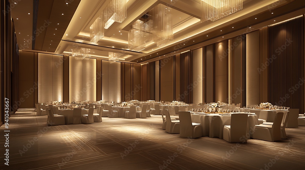 Contemporary Banquet Hall Interior Design including high ceilings and ...