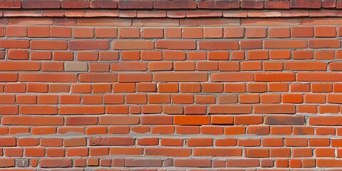 Wall Mural - A close-up view of a textured red brick wall, showcasing the arrangement of bricks.