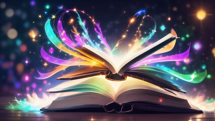 Wall Mural - book with great nature lights