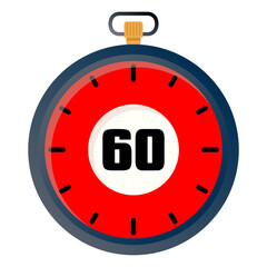 60 second countdown timer illustration. stopwatch timer 60 second. editable vector file on transpare