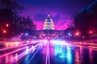 © DK_2020 - Capitol building glowing with vibrant lights, hope and progress as the nation awaits the election outcome