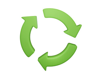 Green recycle symbol with three arrows forming a circle, representing sustainability and environmental conservation.