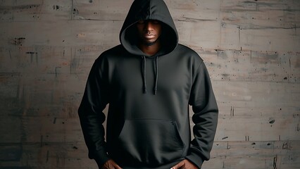 Canvas Print - 	
Blank hoodie mockup .Blank sweatshirt black color preview template front and back view on white background. crew neck mock up isolated on white background. Cloth collection.	