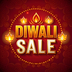 Indian festival Diwali text design with festive background Diwali sale