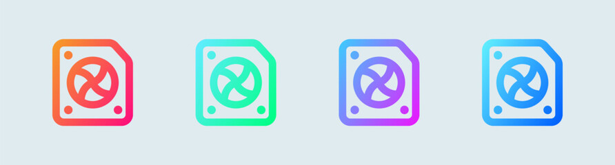 Gpu line icon in gradient colors. Processor signs vector illustration.