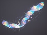 Fototapeta Uliczki - A colorful hologram of DNA, reminiscent of a double helix suspended in space