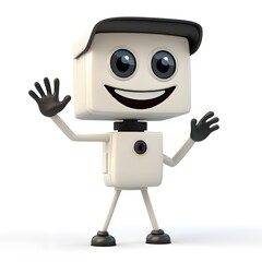 Canvas Print - Friendly Robot Character Waving.