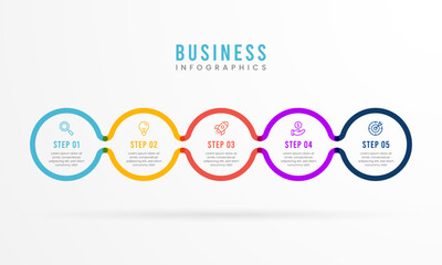 Wall Mural - infographic illustration design template with icons and 5 steps or options. can be used for process,