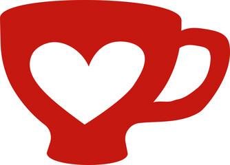 Sticker - Cup icon. Flat style. Heart symbol.