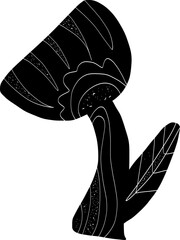 Wall Mural - Flower Folk art black element in linocut style vector