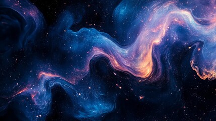 Wall Mural - abstract purple blue cosmic clouds on dark background