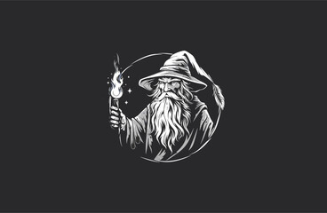 Wizard logo style icon design template flat vector