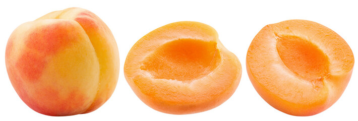 Wall Mural - set of apricot slices isolated on a white background. Clipping path