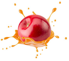 Wall Mural - red apple with juice splash isolated on a white background. Clipping path