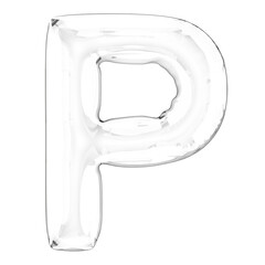 Poster - 3D Letter P, transparent glass look, inflated isolated png