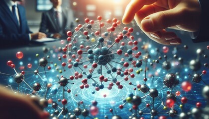 closeup of an abstract biological and scientific molecular structure concept