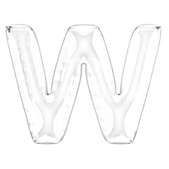 Poster - 3D Letter W, transparent glass look, inflated isolated png