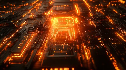 Wall Mural - An abstract image of AI as a glowing network of circuits and data streams symbolizing the future of technology Stock Photo with copy space