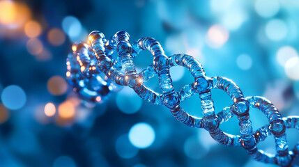 a dna molecule set against a blue background illustrates the concept of biochemistry. --ar 16:9 --v 