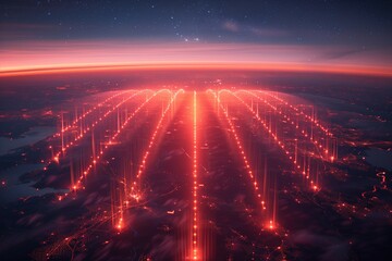 An artist's impression of a quantum internet, showing a network of interconnected quantum computers spanning the globe with light trails