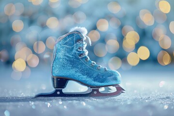 Wall Mural - A pair of ice skates sit atop snowy ground, perfect for winter scenes or sports-themed projects