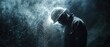 © indyntk - Miner emerging from dark tunnel face covered in dust bright light at the exit capturing resilience and hard work underground
