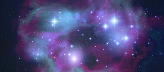 Wall Mural - Space vector background with realistic nebula and shining stars. Magic colorful galaxy with stardust