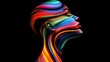 © AiGalaxy - A colorful painting of a womans face on a deep black background