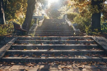 Wall Mural - Steps of a staircase leading up in the national park