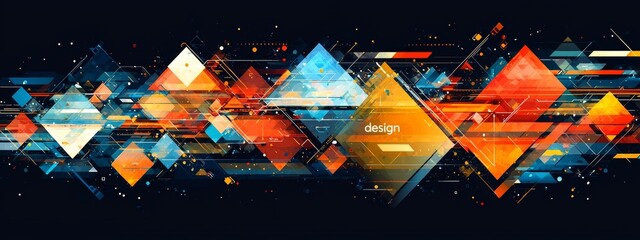 Poster - An abstract geometric wallpaper background with bright overlapping lines, suitable for a wallpaper banner or landing page.