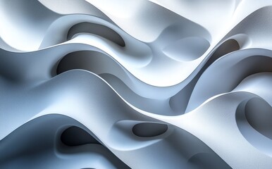 Poster - Background of white abstract shapes with dynamic layering.