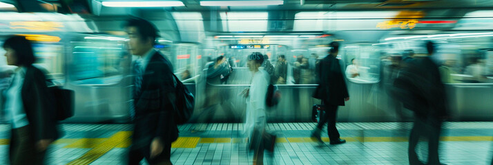 Underground platform in a big city where many businessmen come and go..