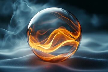 Leinwandbilder - Light lines flowing around an abstract 3D sphere on a black background. Concept of AI technology, science, music, and modern design.