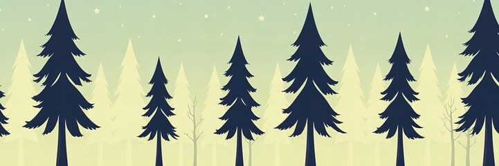 Wall Mural - a close up of a forest with trees and a sky background.