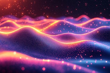 Poster - A beautiful wave-shaped illustration on a dark background showing dynamic sound motion.