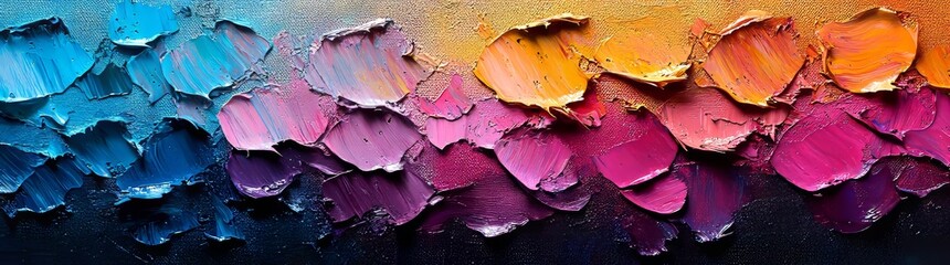 Aufkleber - Bright abstract painting showcasing vibrant colors and dynamic textures with pink, blue, and yellow hues.