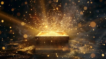 Golden Treasure Chest with Sparkling Magic