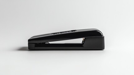 A black stapler on a white background.